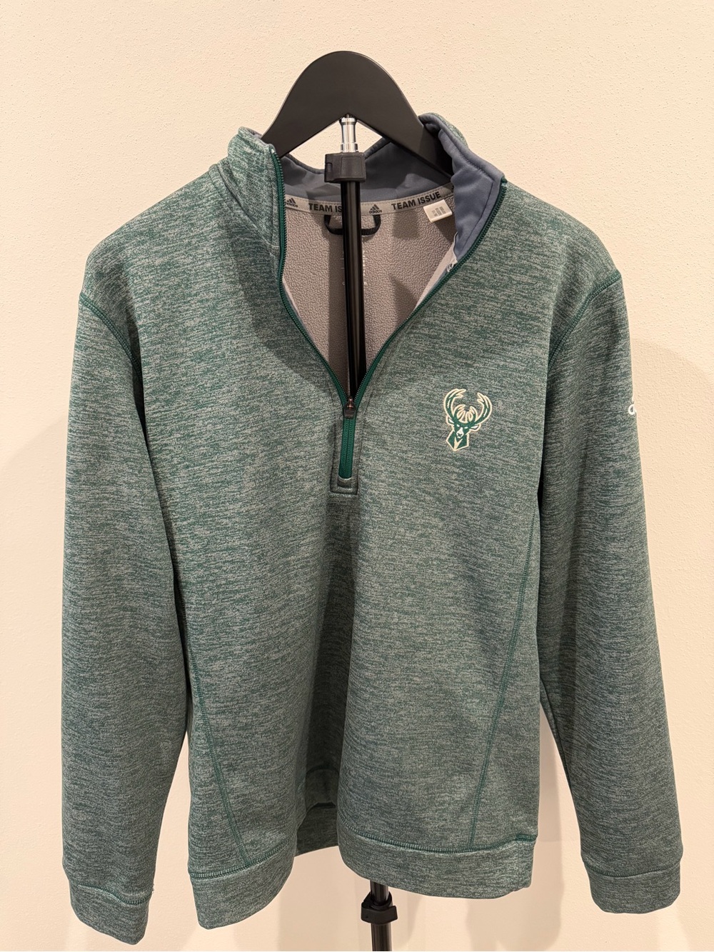 Milwaukee Bucks adidas Green Quarter-Zip Pullover